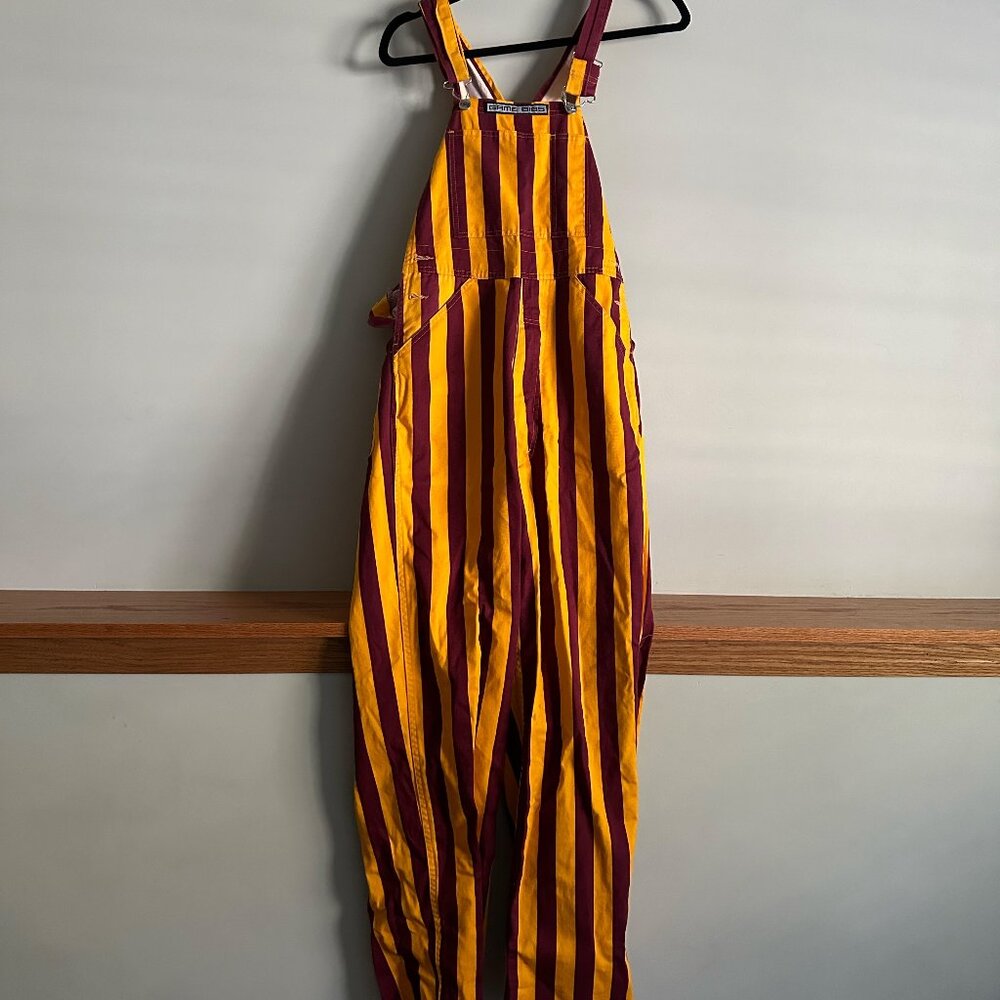Maroon & Gold Adult Striped Game Bib Overalls